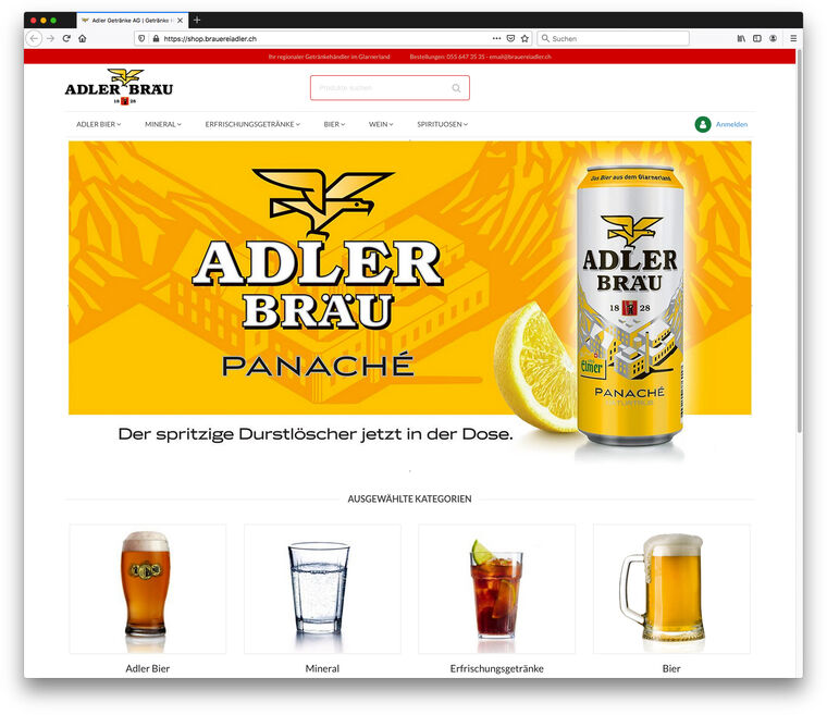 Screenshot Onlineshop Brauerei Adler | Adlerbräu